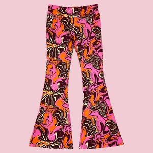 Retro Butterfly 70s Bootcut Flare Pant Leggings